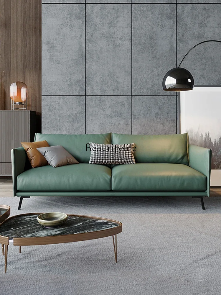 

LItalian Office Sofa and Tea Table Combination Genuine Leather Modern Minimalist Reception Room Sofa