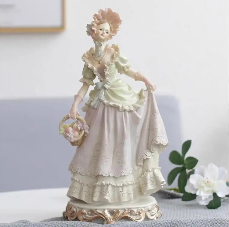 European Victorian Girl Beauty Resin Statue Ornaments Home Livingroom Desktop Sculpture Craft Cabinet Store Figurines Decoration