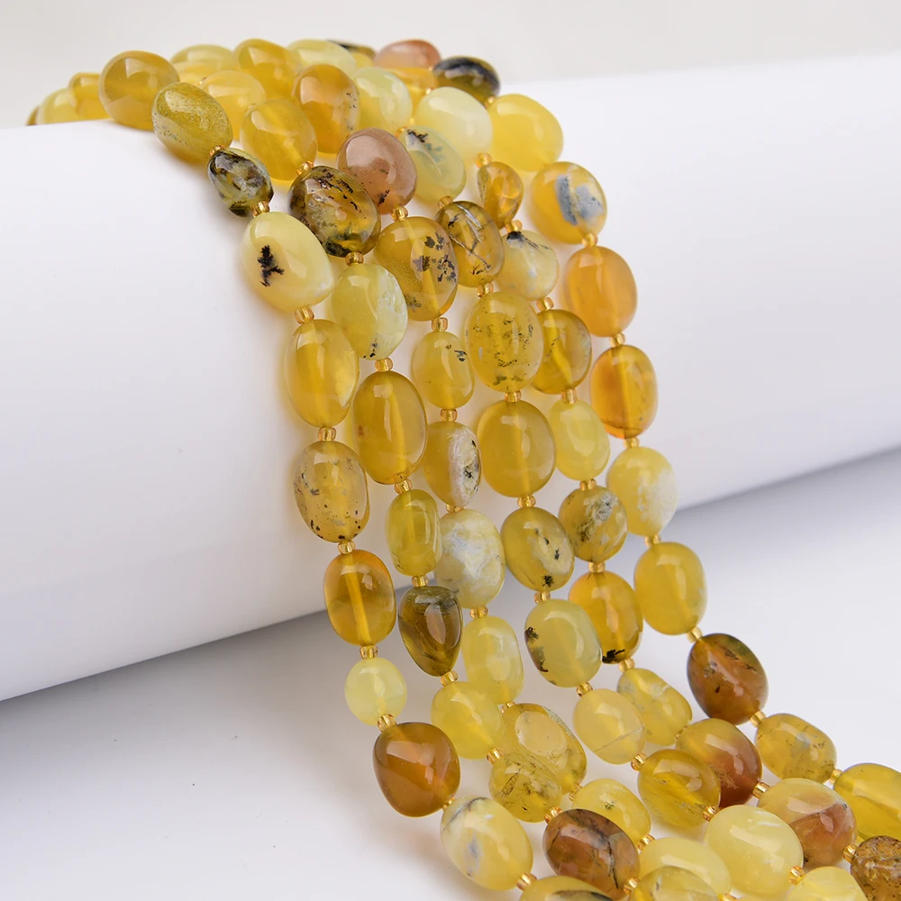 APDGG 2 hebras de ópalo amarillo natural, pepitas irregulares lisas, cuentas sueltas de 15.5'' para fabricación de joyas