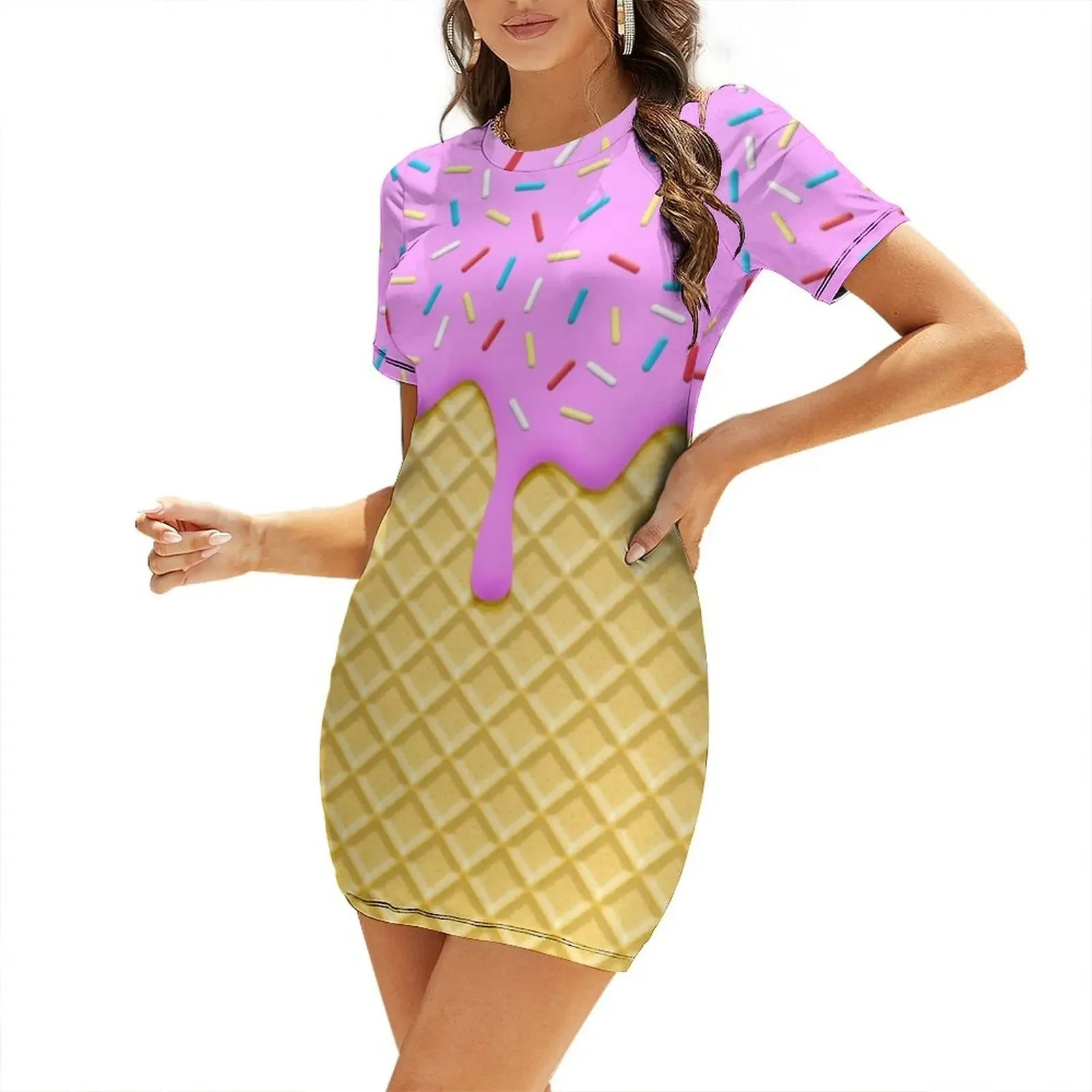 

Strawberry Ice Cream Short-Sleeved Dress Women's summer skirt sexy short dresses daring dresses summer woman 2025 Dresses Dress