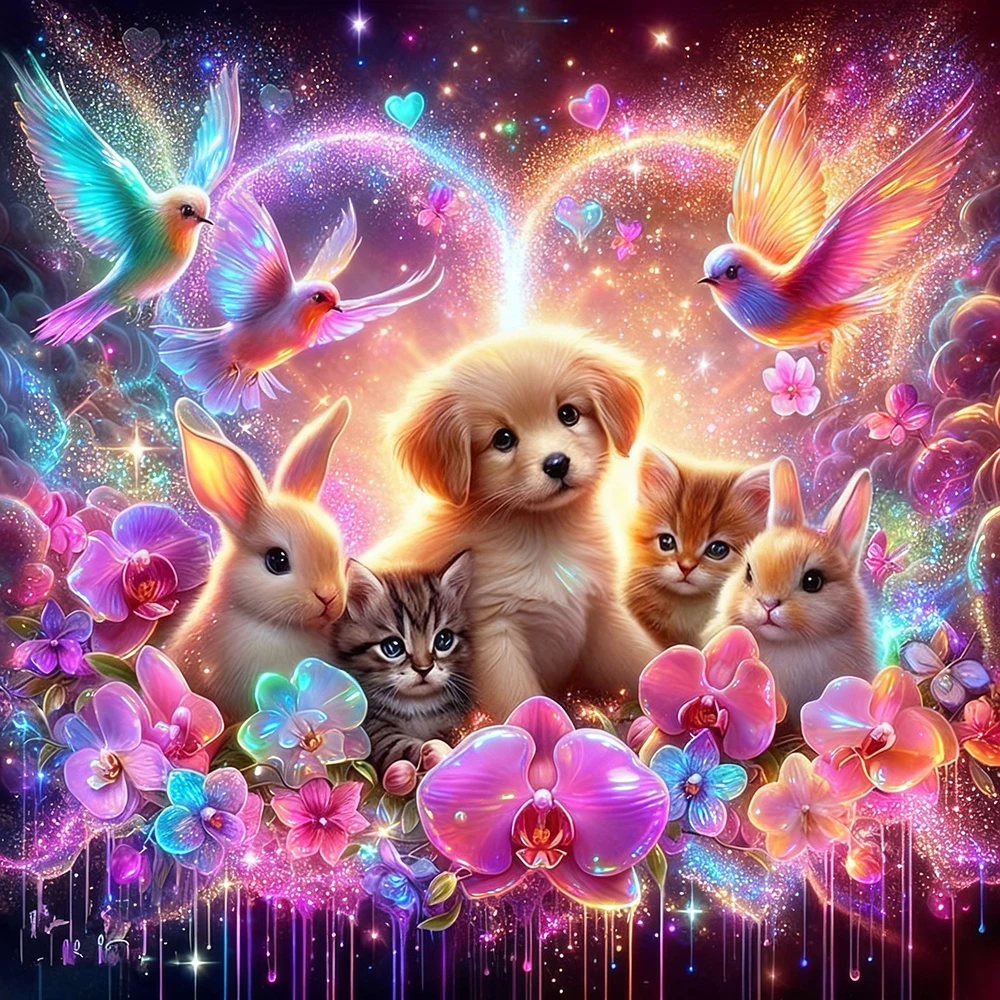 DIY Diamant Malerei Tier 5D voller Bohrer Mosaik Hund Katze Kaninchen Stickerei Vogel Blume Weihnachtsgeschenk Home Dekoration