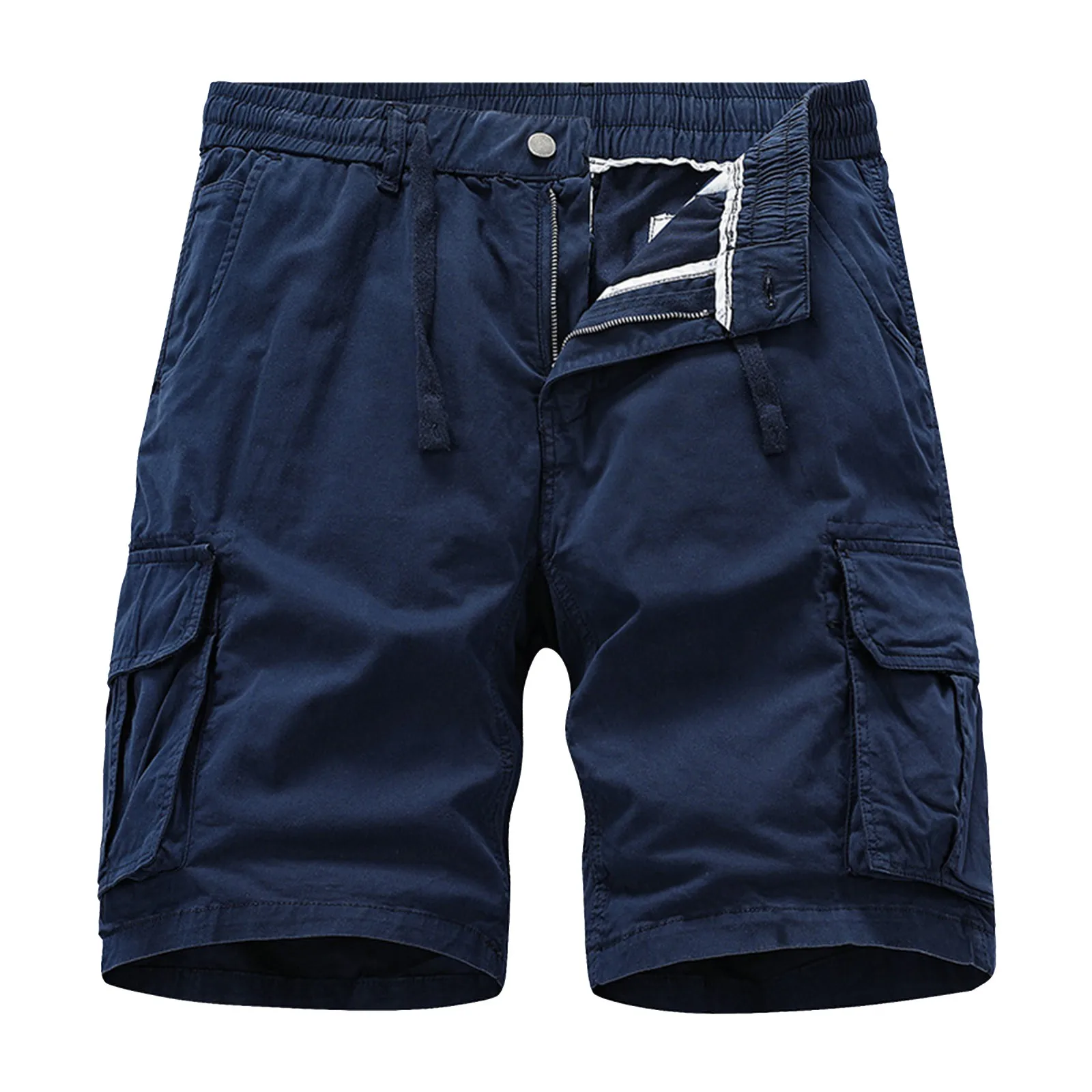 Mens Summer Multi-Pocket Cargo Shorts Casual Male Fashion Solid Color Loose Overalls Outdoor Sports Trunks Clothing Pantalones