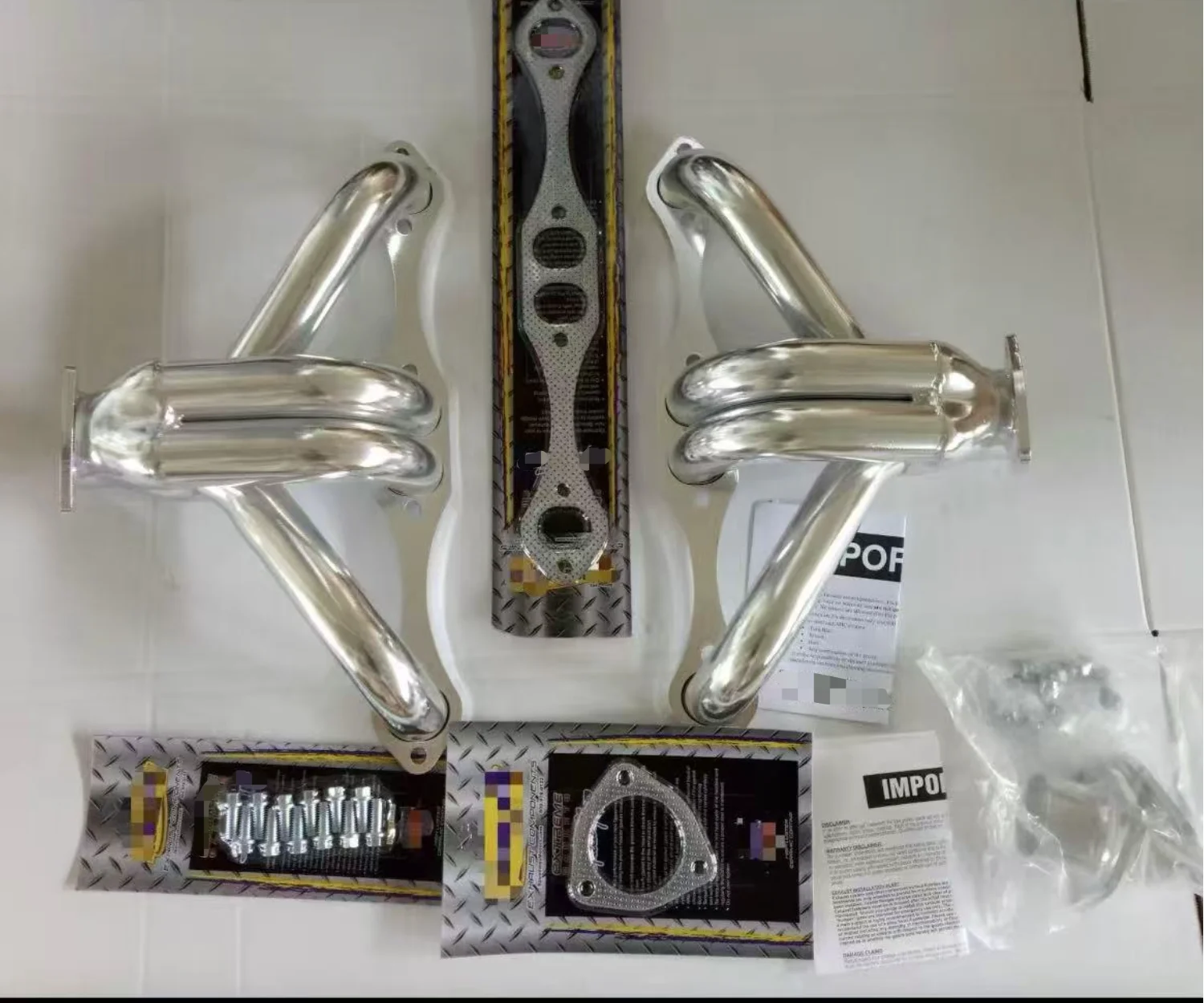 Polished Stainless Shorty Hugger Headers for Small Block Chevy  Street Rod SBC 350