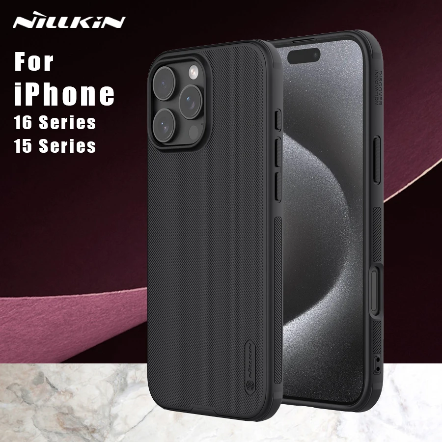 حافظة NILLKIN لهاتف أبل آيفون 15 برو ماكس 16 برو ماكس حافظة ناعمة من البولي يوريثان الصلب PC Super Frosted Shield Pro 360 غطاء خلفي للحماية