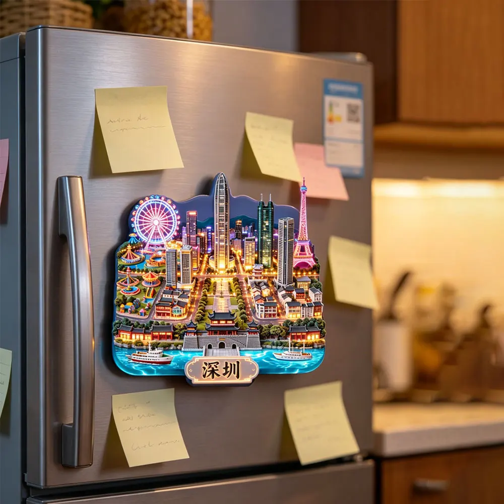 3D Shenzhen China Fridge Magnet City Landmark Refrigerator Magnet Travel Souvenir Gift CreativeHome Decoration Gift for Kitchen