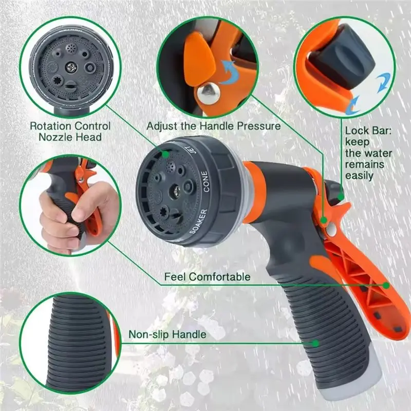 RALCA-Home Irrigation Spray High-Pressure Garden Spray Gun Set, Adjustable Watering Nozzle For Garden Watering, Car Wash