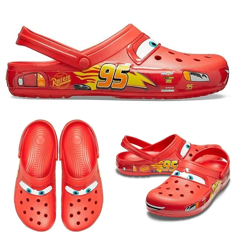 

Disney Lightninged Mcqueens Pixar Cartoon Solid Waterproof Slippers Outdoor Sandals Casual Breathable Ankle-Wrap Eva Shoes Gift