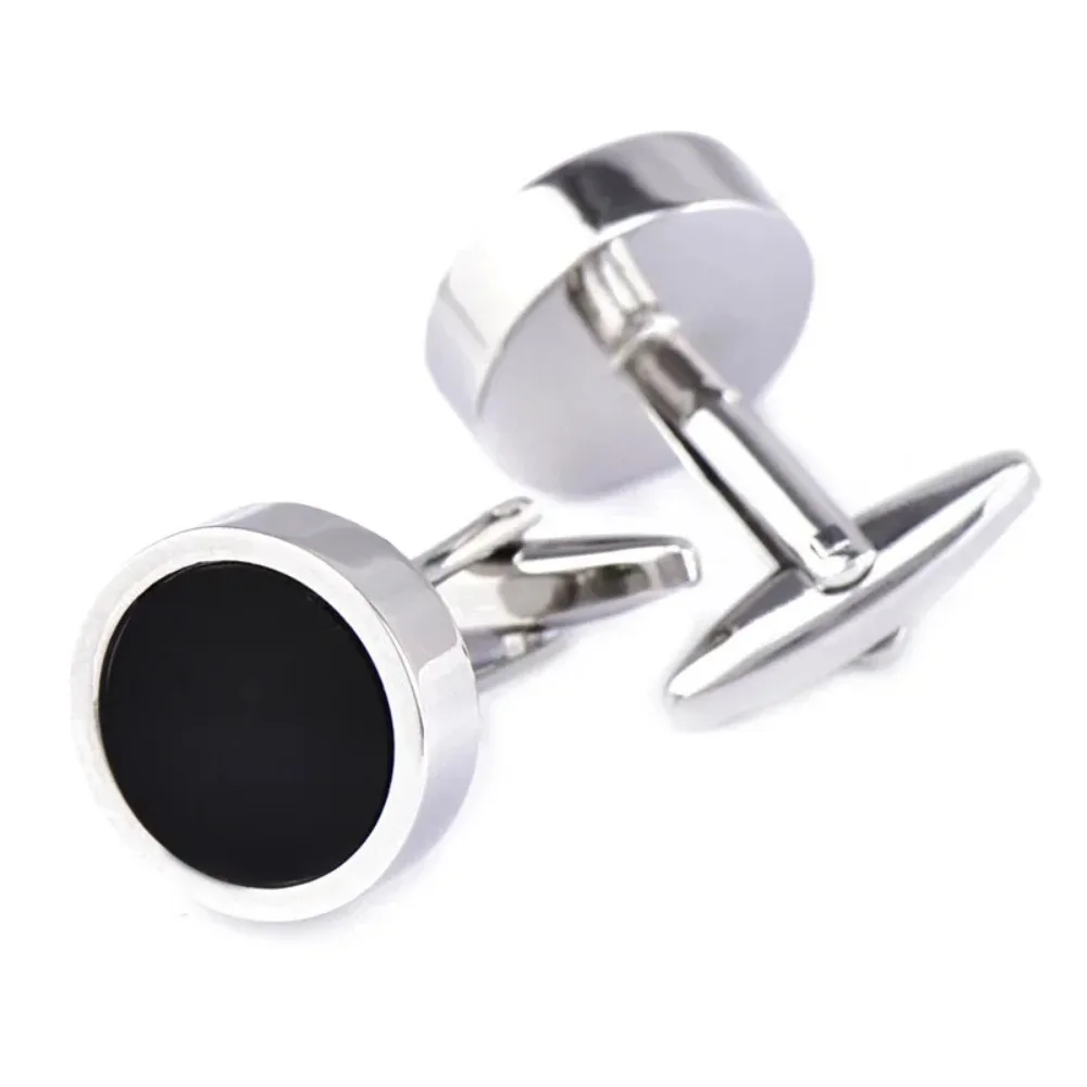 Round Black Agate Cufflinks Simple Versatile Perfect  Business Weddings Anniversary Celebrations French Men\'s Suits Shirts Gifts