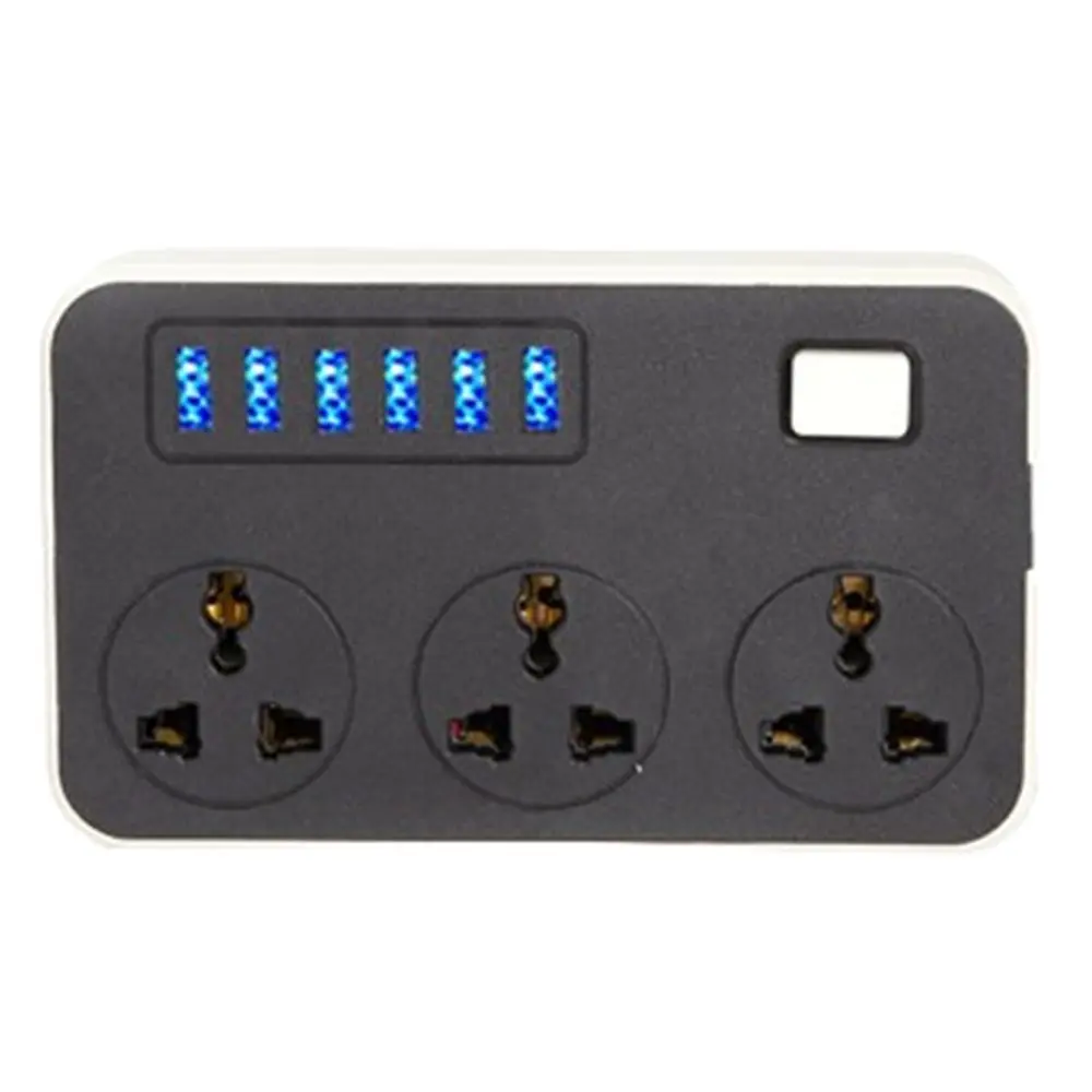 Universal Plug Outlet Power Strip 3-Outlets UK EU US Extended USB Socket Independent Switch Power Button Safe