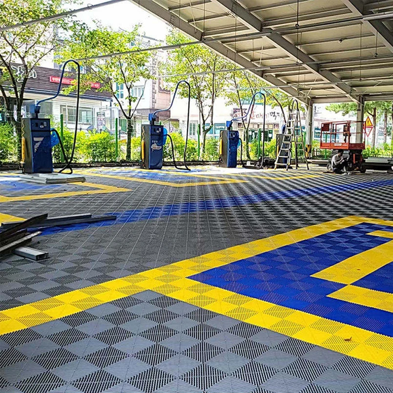 

Hot Seller Pp Diy Floor Tiles High Duty Plastic Car Garage Floor Tiles Car washshop