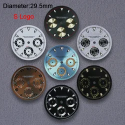 VK63 Dial S Logo 29.5mm DTN Panda Dial For VK63 Movement C3 Green Luminous Watch Modification Accessories