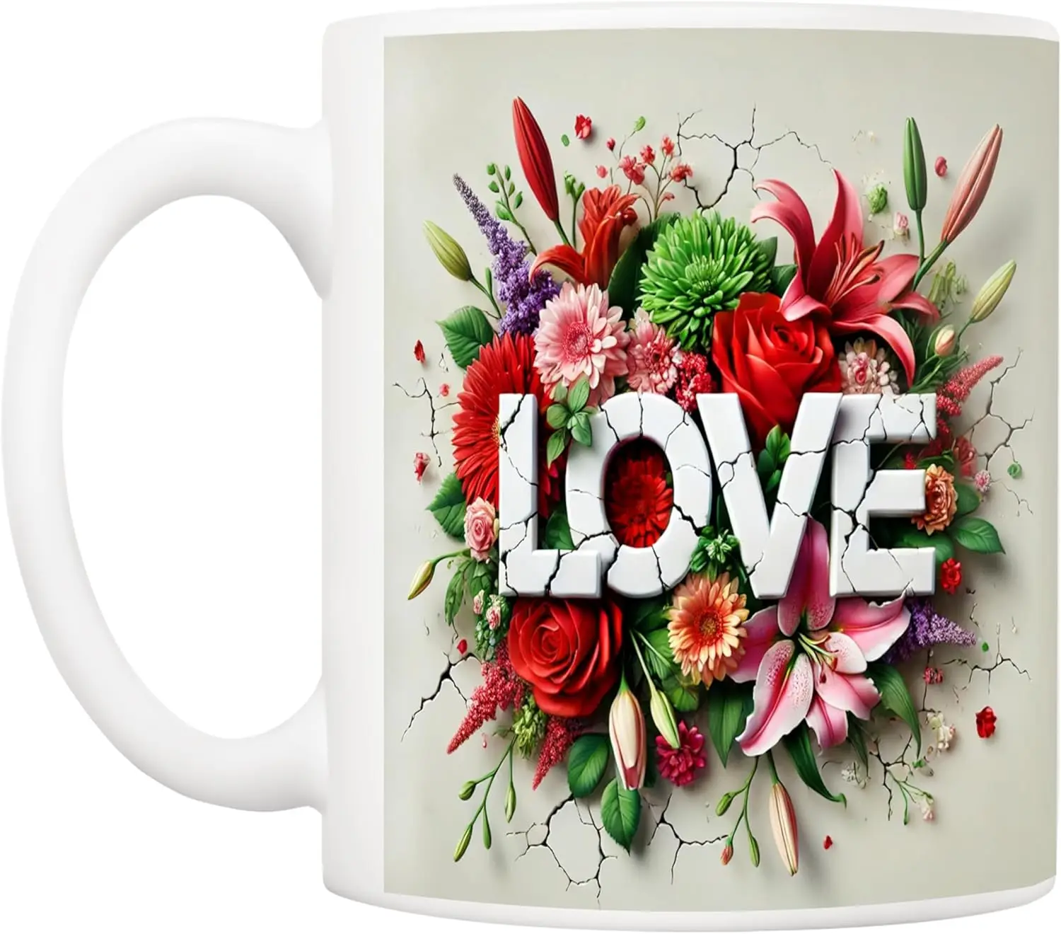 Mother S Day Mom Coffee Mug Gifts Heartwarming 11 Ounce White Ceramic Cup Love Mom Themed with Floral Accents High Quality