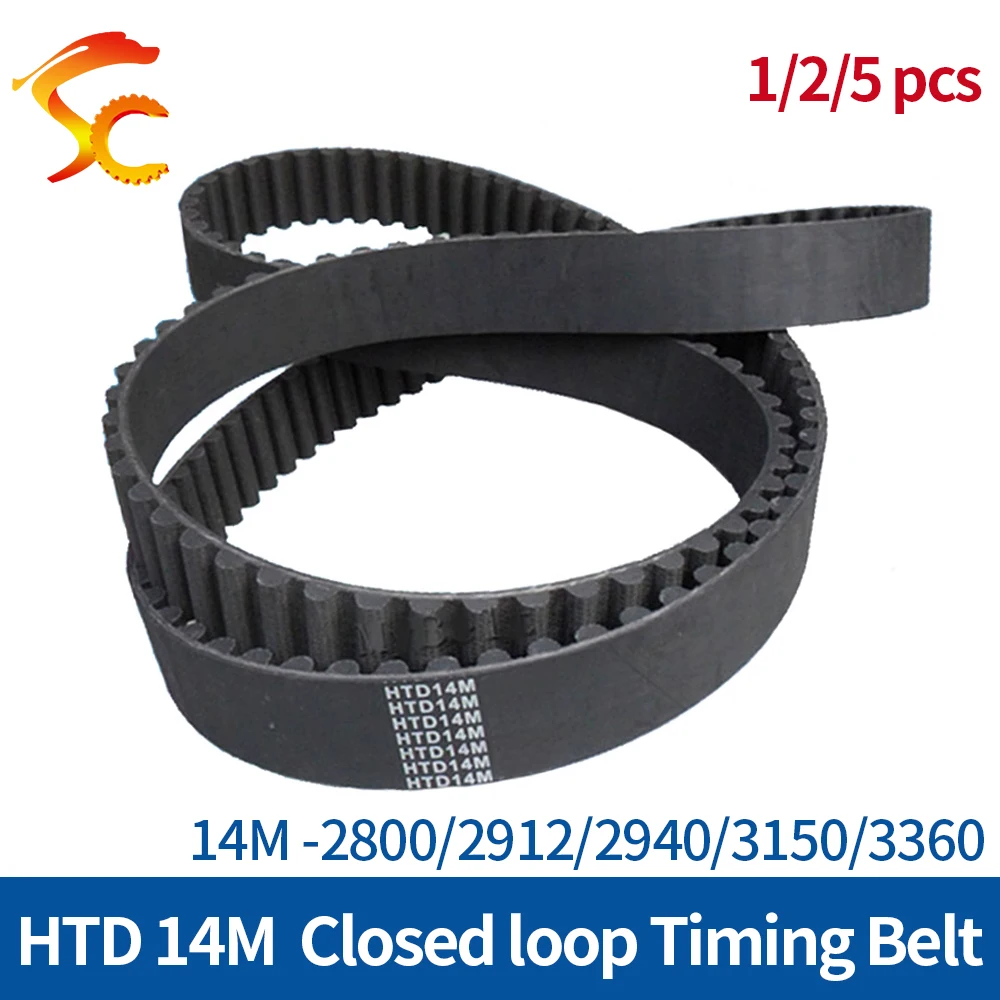 ONEFIRE 14M-2800/2912/2940/3150/3360mm Timing Belt Width 40/50/85mm Rubber  Circular Arc tooth Closed Loop Belt