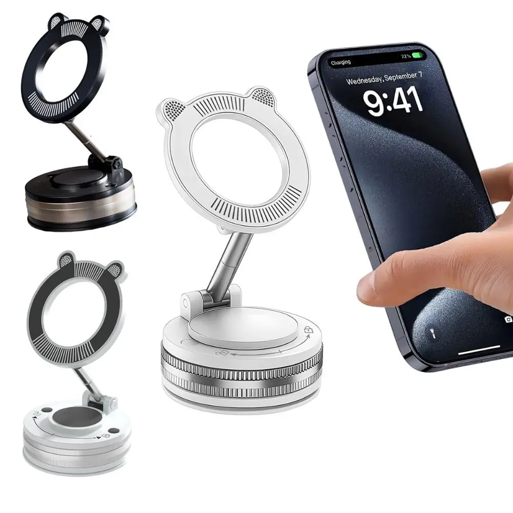 

New Vacuum Magnetic Car Phone Holder Foldable Adjustable Mobile Phone Stand 360° Rotation Suction Cup Phone Mount Smooth Surface