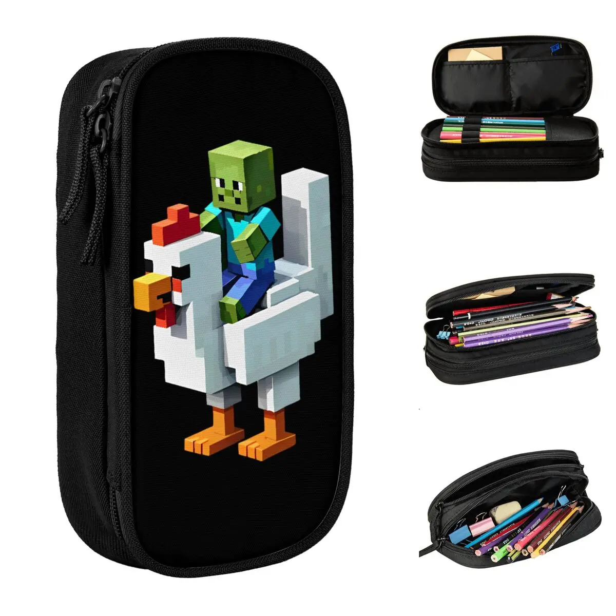

Chicken Jockey Pencil Case Fashion Zombie Game Pen Holder Bag Girl Boy Big Capacity School Supplies Gifts Pencilcases