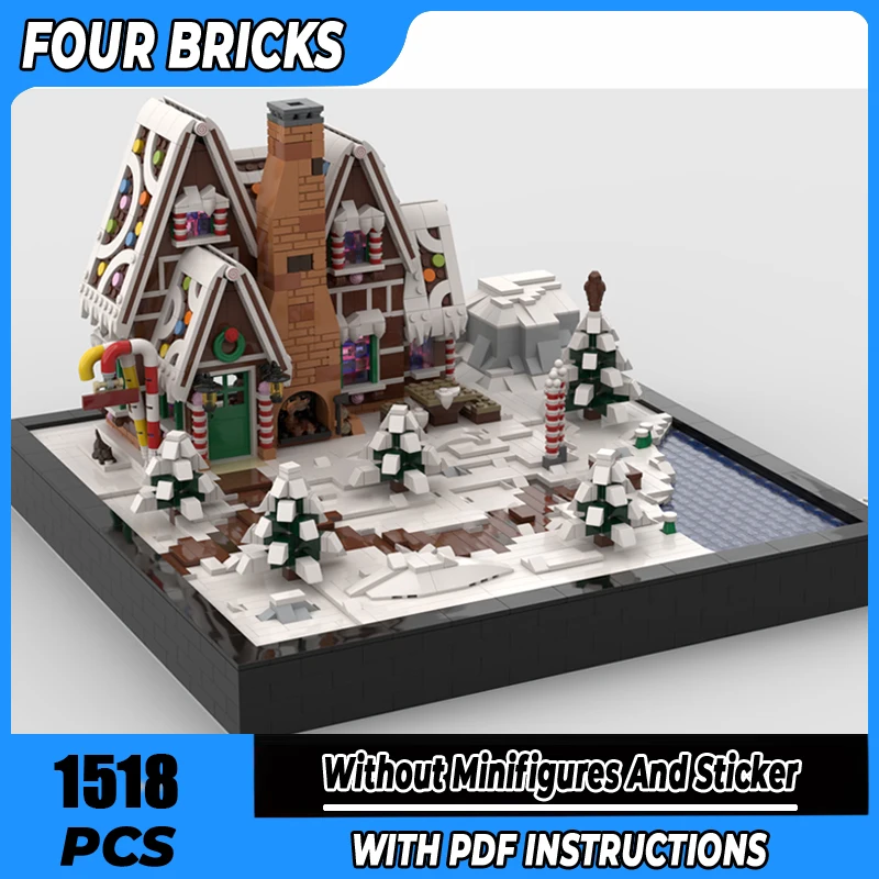 

Moc Building Blocks Gingerbread House Diorama Technology Modular Bricks Model Gifts Christmas Toys DIY Sets Assembly