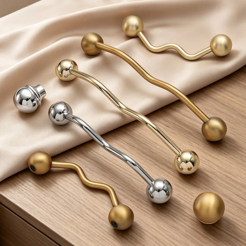 French Light Luxury Zinc Alloy Cabinet Pulls, Drawer Handles for Wardrobe, TV Cabinet, Wine Cupboard Hardware