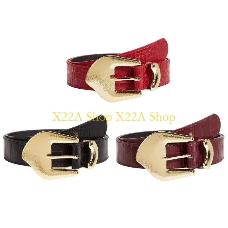 

Unique Fashionable Gold Buckled Waist Belt for Women Soft PU Leather Waist Cinching Strap for Casual or Formal Outfits
