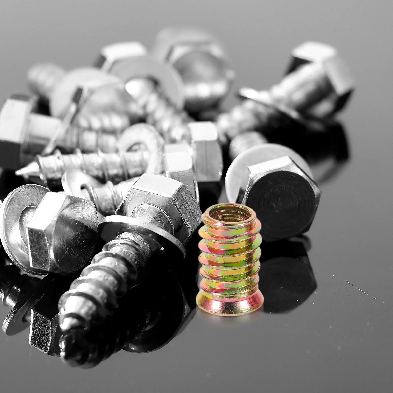 50Pcs Furniture Connector Nuts Zinc Plated M10x25 Iron Threaded Inserts Screw in Wood Repair Fastener Hex Socket Drive Assembly