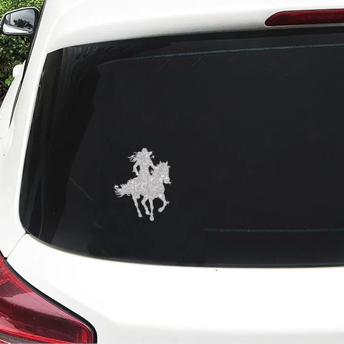 Flash Silver Stickers Beauty And Horse Car Decals Car Stickers