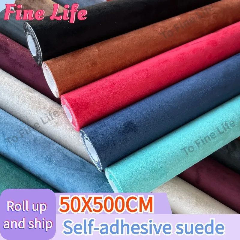 Upgrade Large-size Roll 50X500CM Self-adhesive Suede for Car Interior Roof Thickened 0.7mm Velvet Leather Suede Fabric Repair