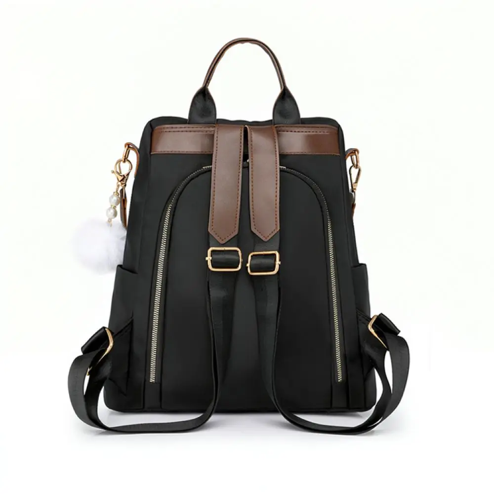 Large Capacity Casual Women Backpack Oxford School Bag Stylish Colorblock Waterproof Travel Rucksack Anti Theft Purse