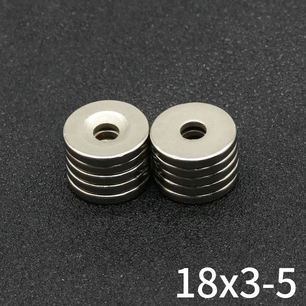 

18x3-5mm Round Super Strong Magnet Powerful Neodymium Magnets N35 with holes NdfeB Permanent Magnetic imanes Refrigerator Magnet