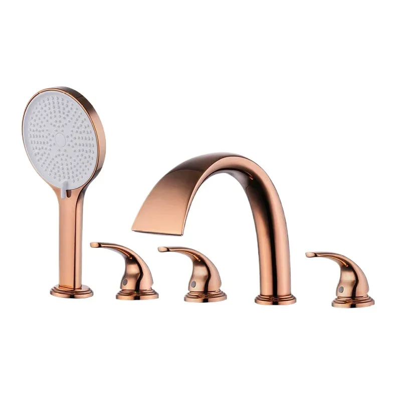 

Full copper bathtub shower faucet hotel homestay home bathtub side shower rose gold