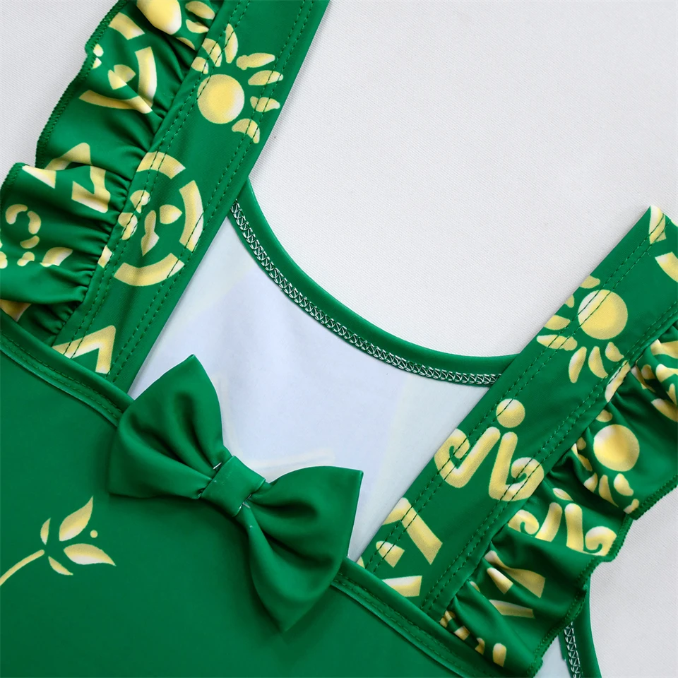 Ruffle One Piece Girls Swimsuits Halloween Cosplay Sanderson Sister Children's Swimwear Summer Holiday Party Kids Bathing Suit