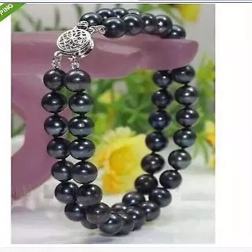 

Bestselling AAA 2-pack 8-9mm Tahiti Black Round Pearl Bracelet 7.5-8 14k White Gold 9-10mm