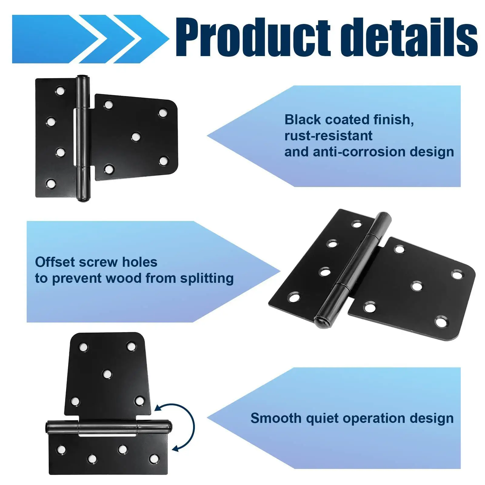 4Pcs Heavy Duty Gate Hinges Stainless Steel Directly Replace Easy Installation Accessories Wear Resistant Door Shed Hinges 4Pcs Heavy Duty Gate Hinges Stainless Steel Directly Replace Easy Installation Accessories Wear Resistant Door Shed Hinges