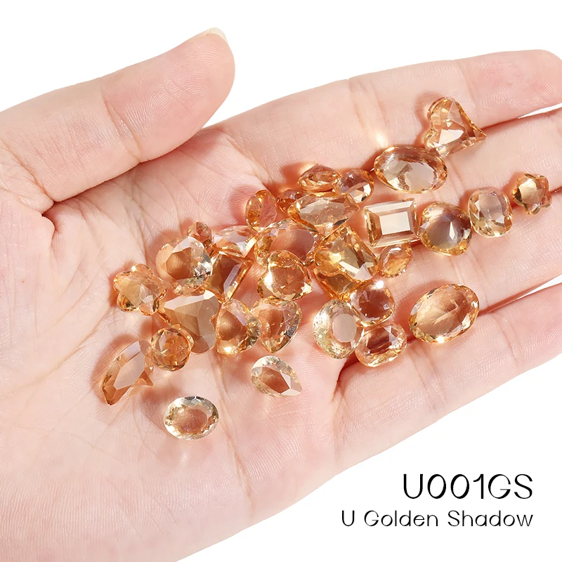 Golden Shadow Pointback Nail Art Rhinestones Glue On Nails Glass Rhinestones Strass Jewelry Making Accessories