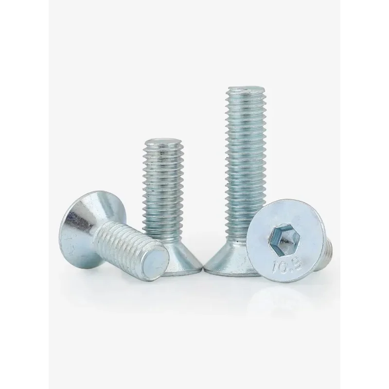 

10.9 Class Carbon Steel Hex Socket Countersunk Head Cap Screws M8 M10 M12 M16 / White Zinc Finish Fully Threaded DIN7991