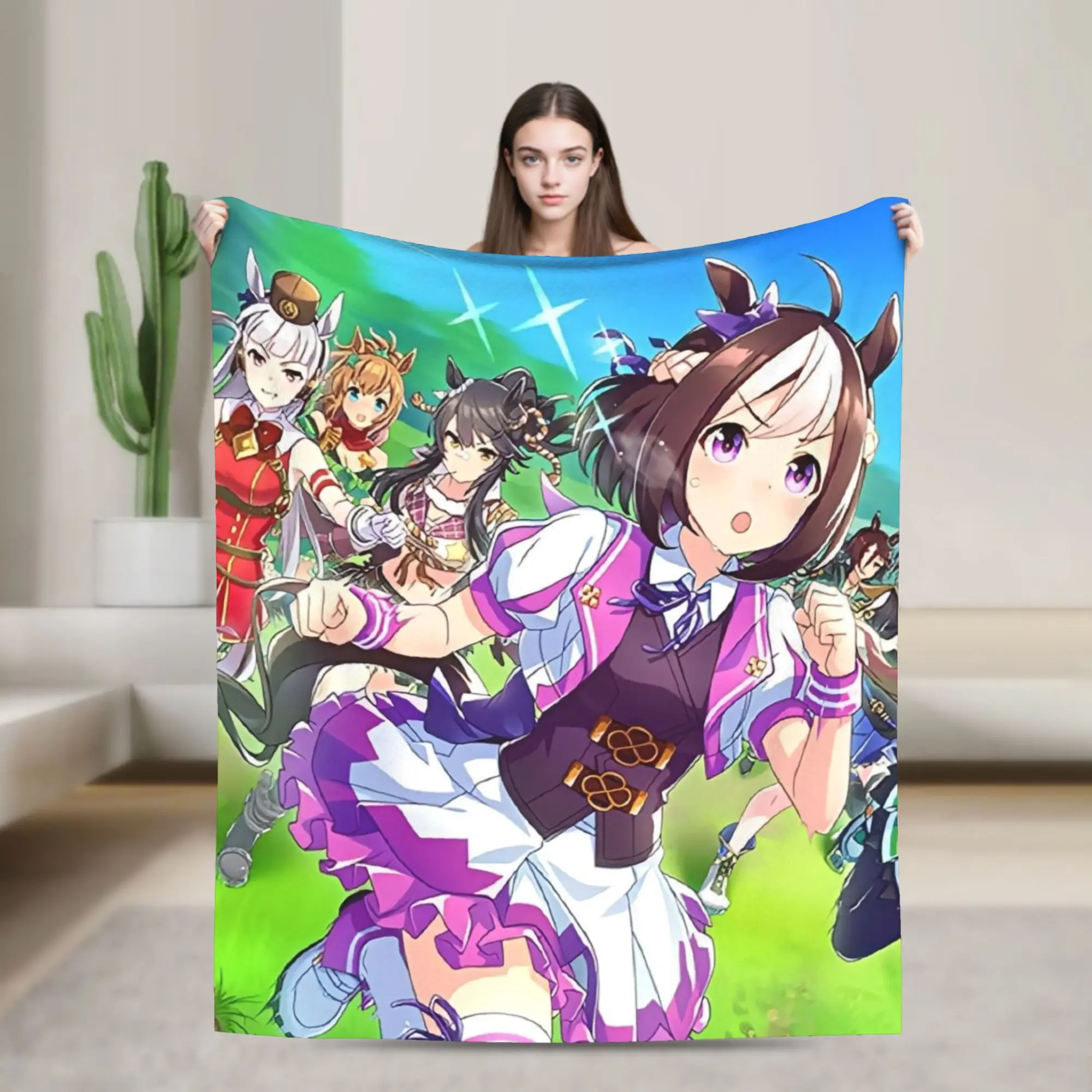 Umamusume Pretty Derby Anime Blankets Lovely Flannel Funny Breathable Throw Blanket for Home  Winter