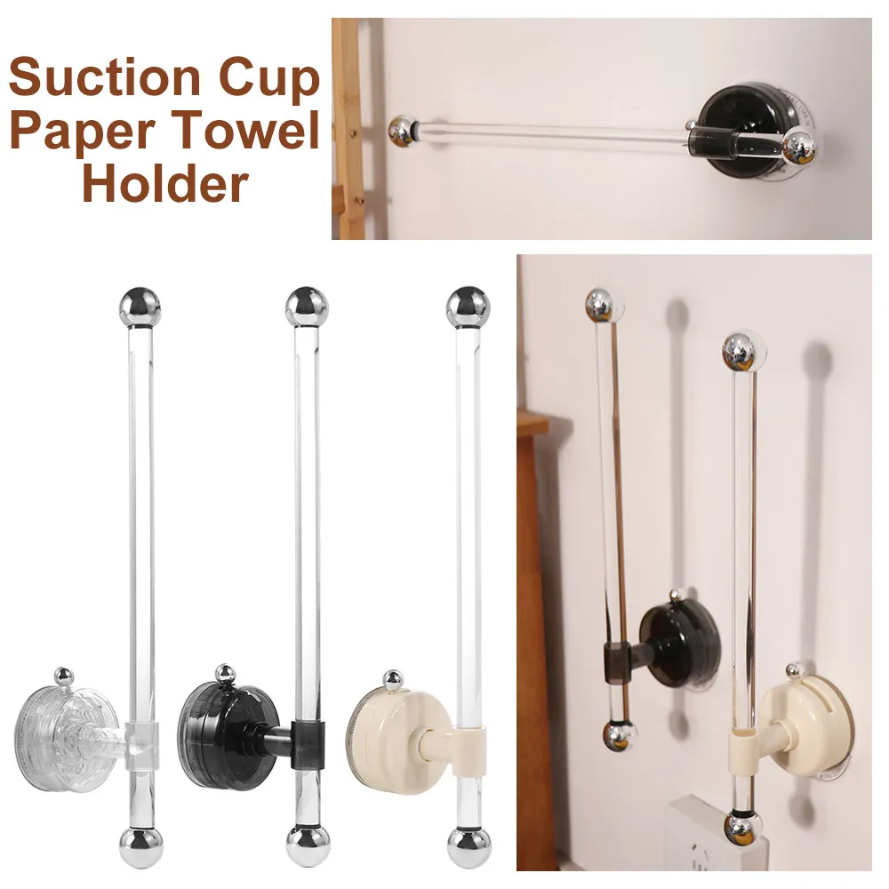 Suction Cup Paper Towel Holder Wall-Mounted Reusable Wall Mounted Roll Holder Waterproof Space Saving No Drilling Tissue Holder