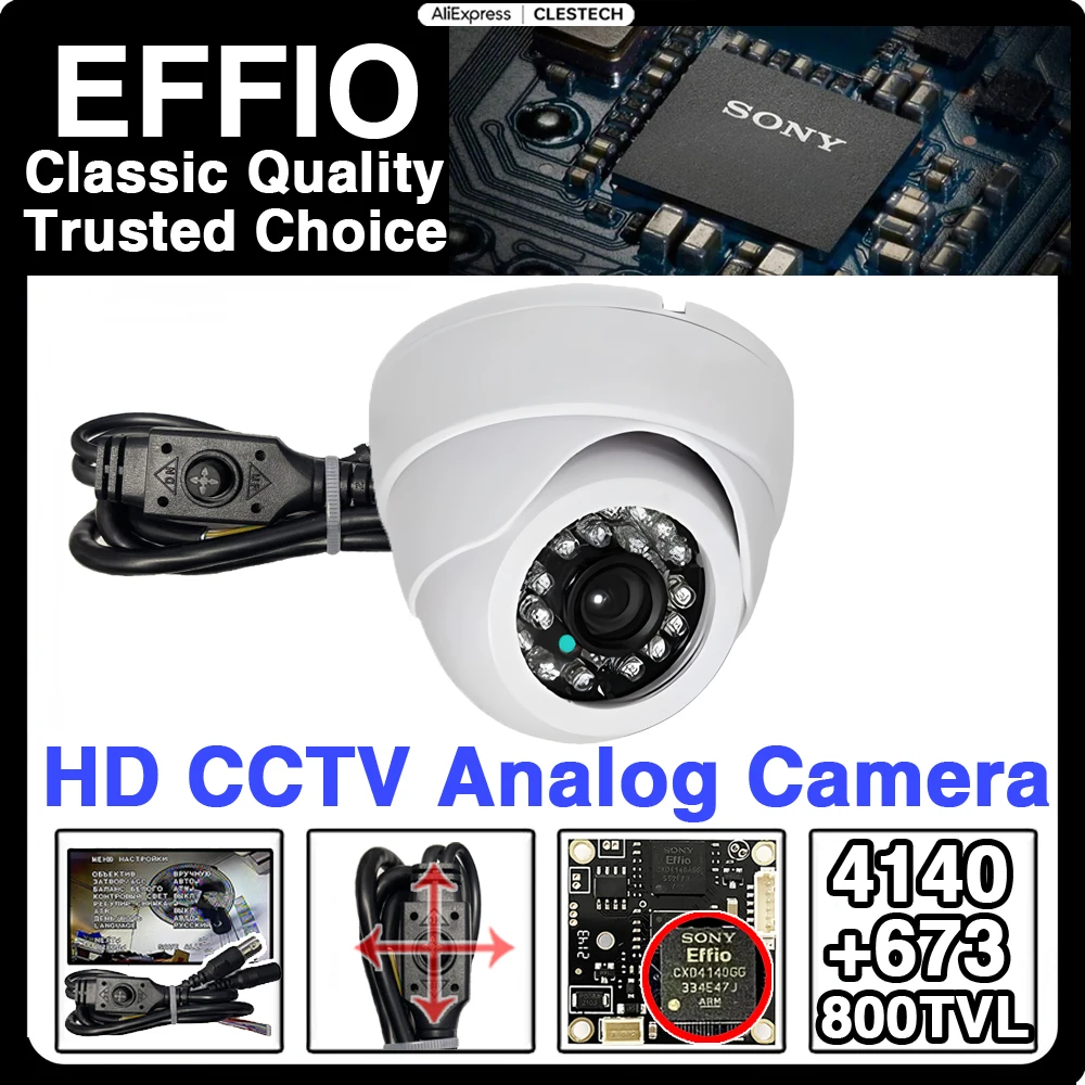 

White Shell Sony Effio HD Mini CCTV Camera 1200TVL CCD 4140+673 Superior Night Vision OSD Menu Analog Top Home Dome Surveillance