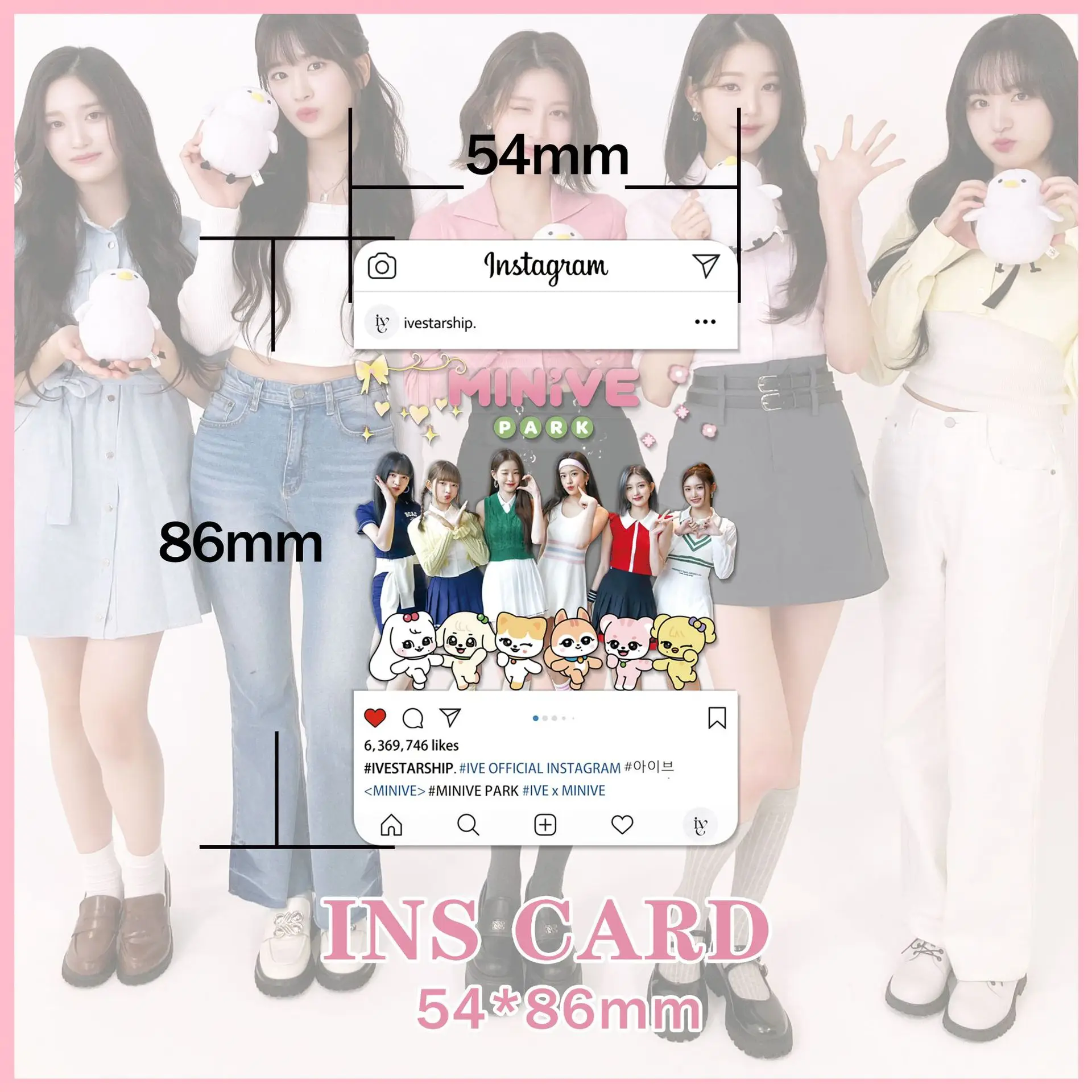 8Pcs/Set KPOP IVE MINiVE Instagram Photocards Rei Liz Gaeul Yujin Wonyoung Leeseo Postcard PVC Transparent Cards Fans Collection