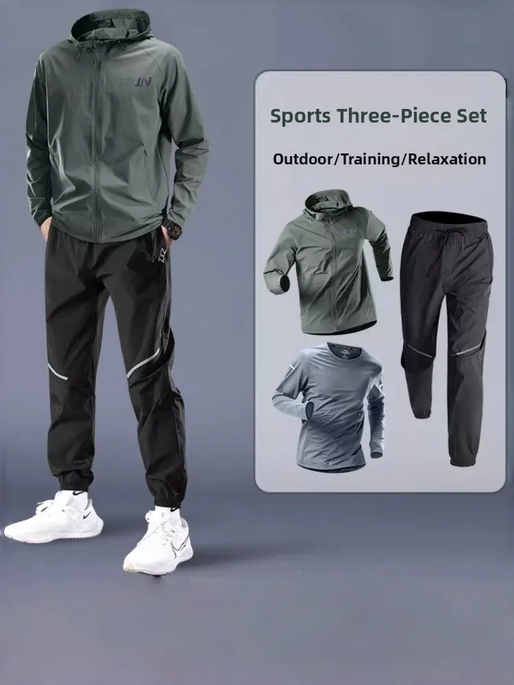 

Men's Sportswear Set Qui Dry Outdoor Running Clothes Casual Fitn Training Clothes Spring Summer Autumn Profional Morn...