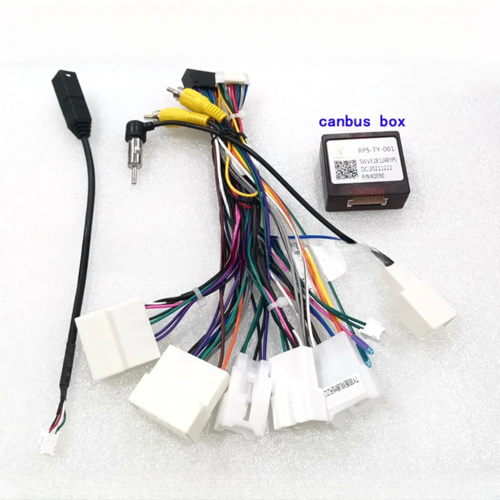 For Toyota Corolla/Camry/CHR /RAV4/Levin/Reiz/Highlander Android 2 Din Car Radio Canbus PR5-TY-001Wiring Harness Power Cable