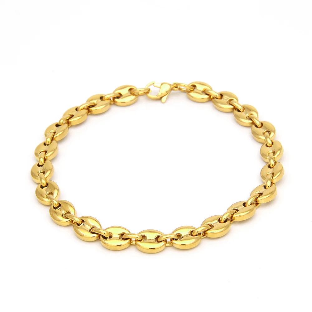 

Luxury 24K 9999 Pure Gold real gold European and American Hip Hop Men's Pig Nose Bracelet