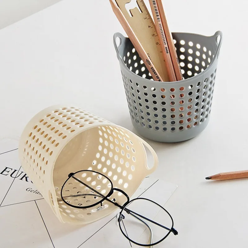 Mini Desktop Storage Basket Creativity Fashion Hollow Toy Basket Plastic Table Sundries Trash Organizer basket Pen Container