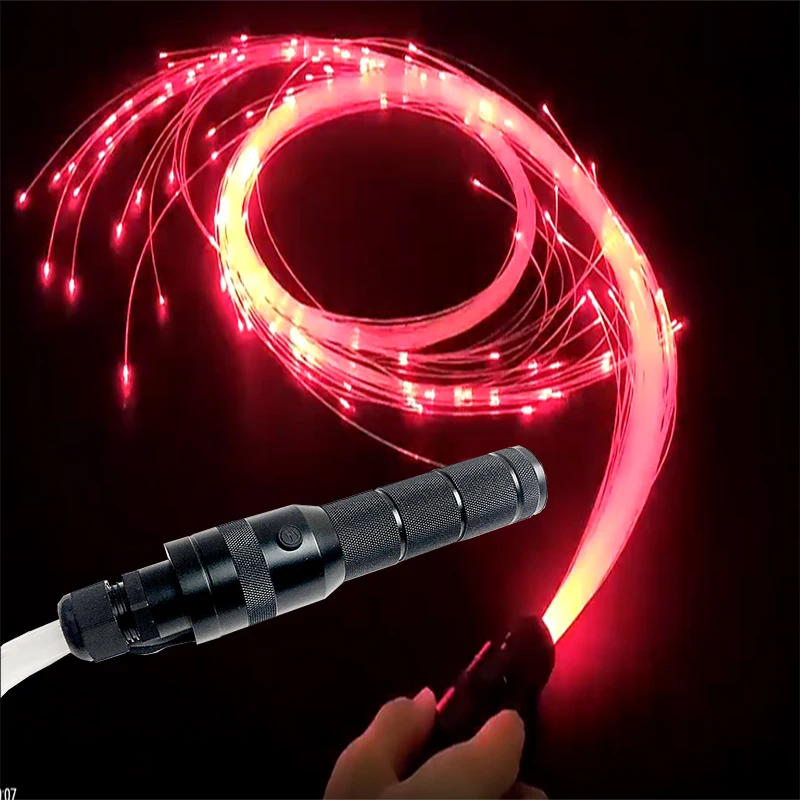 

LED Fiber Optic Whip 360 Degree Pixel Light-up Flow Toy Rave Dance Party Lighting Show Rechargeable Music Festival black new