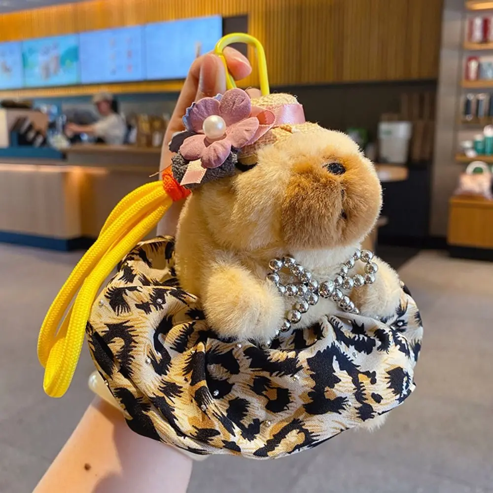 Capybara en coton PP, poupées en peluche, Collection de poupées, pendentif Kapibala, porte-clés, jupe imprimée léopard, Animal de dessin animé