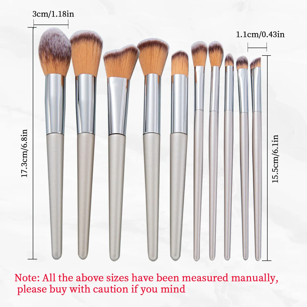 مجموعة فرش مكياج مكونة من 10 قطع بلون الشمبانيا الذهبي - درجة احترافية بما في ذلك كريم الأساس وبودرة أحمر الخدود وخافي عيوب البشرة وظلال العيون #5