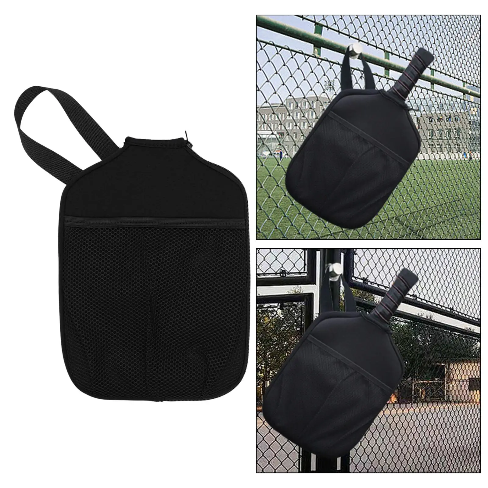 with Pocket and Handle Strap Storage Carrier Waterproof Neoprene Pickleball Paddle Covers Pickleball Racket Sleeve for Practice