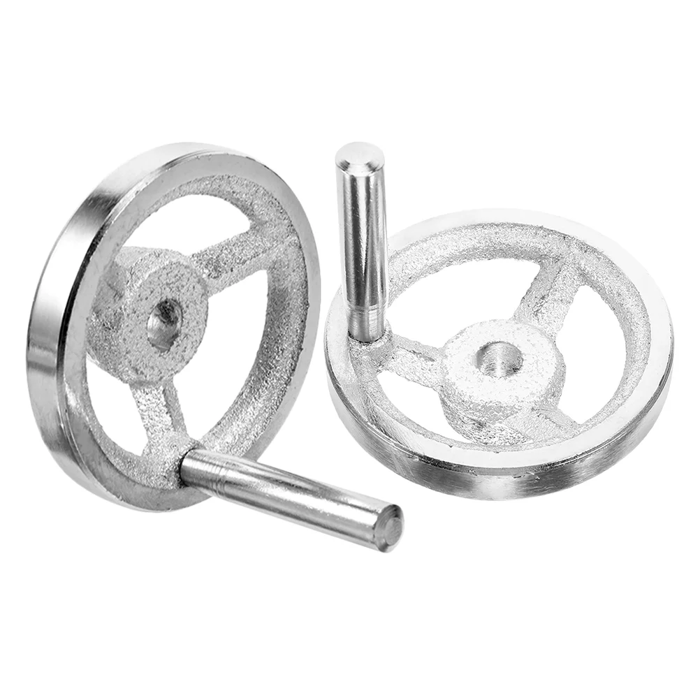 

2 Pcs Hand Wheel Mechanical Machine Parts 780X750X750CM Replacement Revolving Knob Crank Silver Handle for Lathe Metal