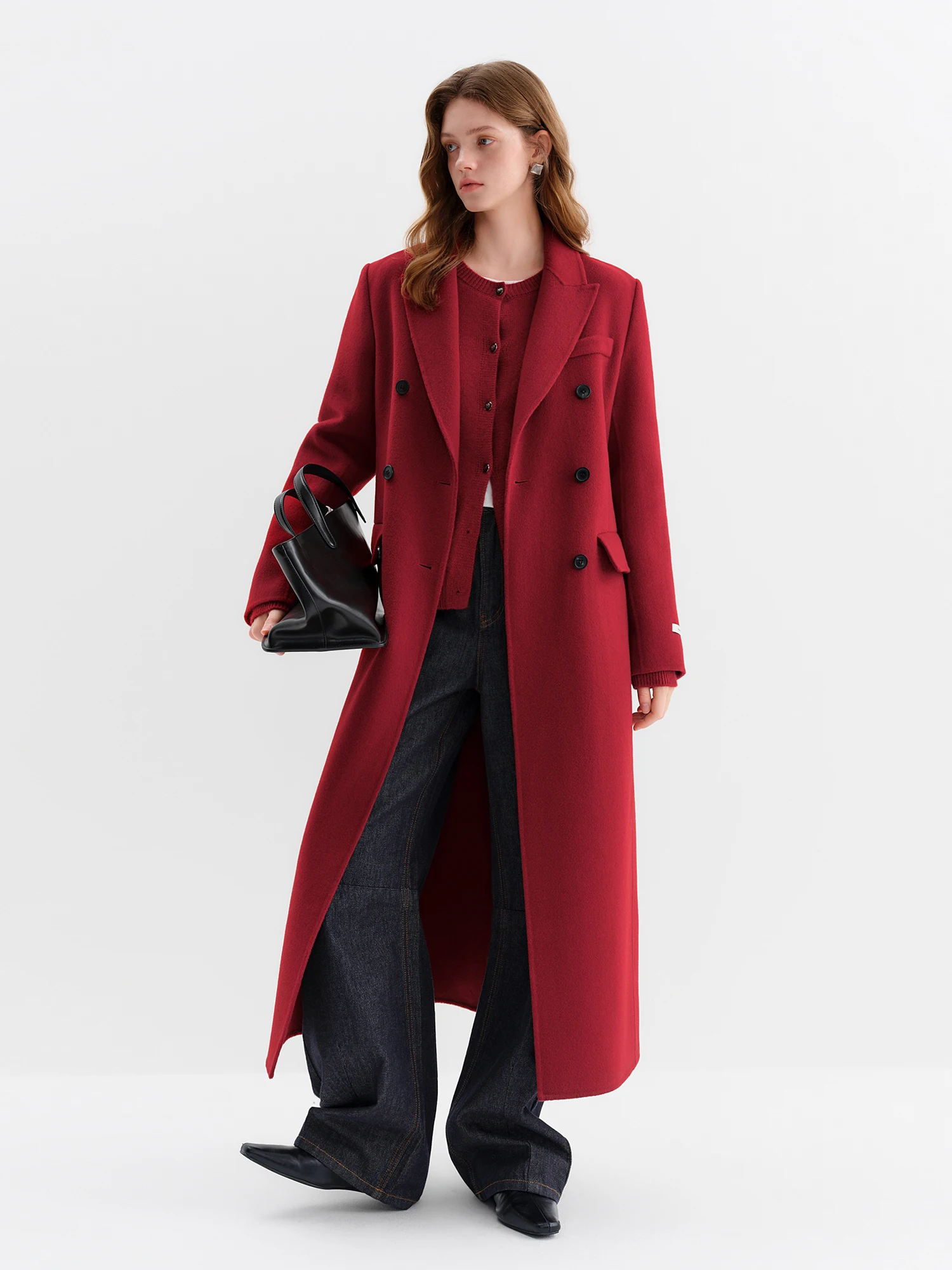 FSLE Women Tailored Coat with Double-Faced Tweed Oversized Flattering Silhouette Premium Wool Outerwear 2025 Winter New Arrival