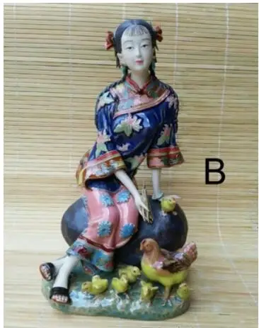 

Garden music ancient beauty Shiwan doll ceramic Chinese style living room girl Beauty figure Sculpture statue Home Decoration