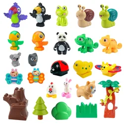 Bloques de construcción grandes para niños, animales, aves, caracoles, loros, Panda, Compatible con Duplo, accesorios, juguete de ladrillo, regalo educativo