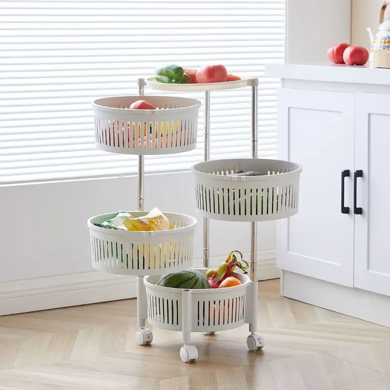 Rolling Cart Storage Shelf Movable Gap Storage Rack Kitchen Bathroom Rotatable Detachable Large Capacity Organizer Snack Holder